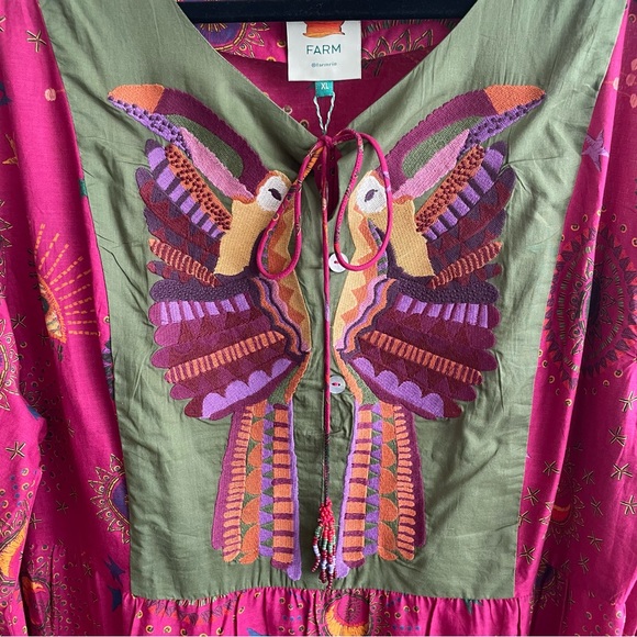 NWT FARM Rio Mixed Prints Embroidered Yoke Maxi Dress - Picture 3 of 7